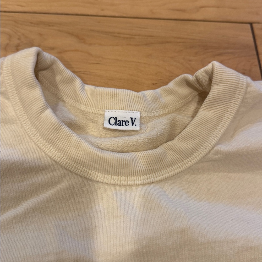 Clare V. Cream Drop Shoulder Lips Sweatshirt Size Small - Picture 5 of 7